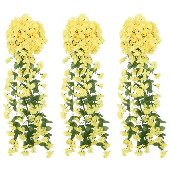 Julkransar med blommor 3 st gul 85 cm