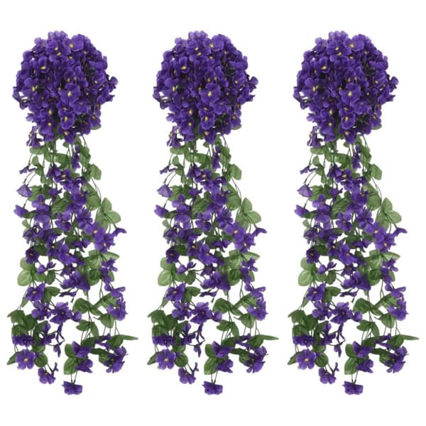Julkransar med blommor3 st mörklila 85 cm