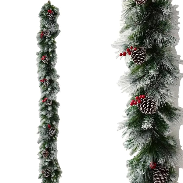 Konstgjord Julkrans, 200 cm Längd, Bomullsmaterial,VIT