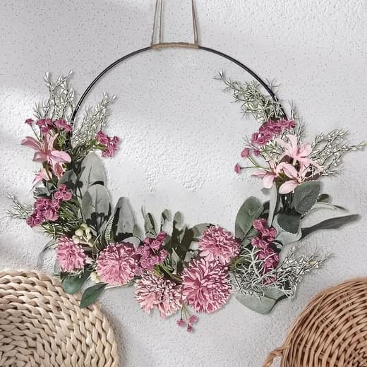 Lollanda Dekorativ krans, konstgjorda orkidéblommor, vårdörrkrans, trädgårdsdekoration