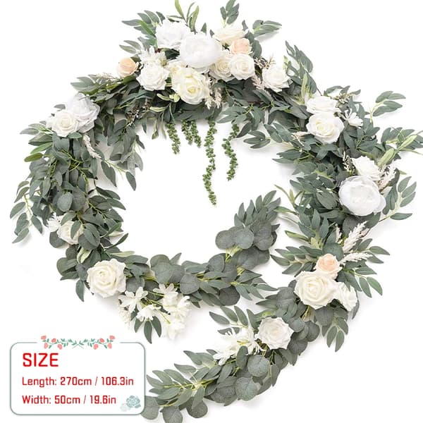 Kunstig Eukalyptus Guirlande, Elegante Silkeblomster, Perfekt til Bryllupper,