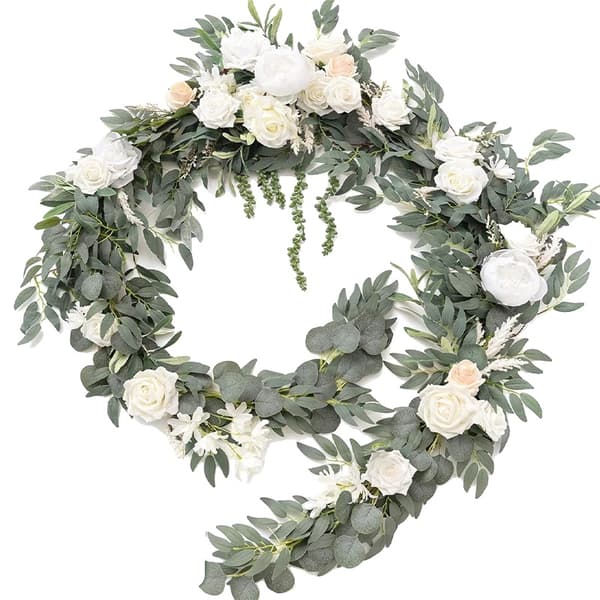 Kunstig Eukalyptus Guirlande, Elegante Silkeblomster, Perfekt til Bryllupper,