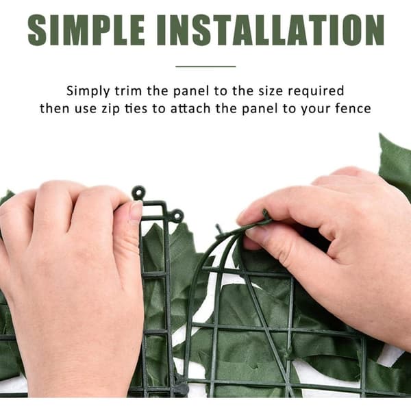 OBOSOE Green Plastic Plant Panel – Kunstigt plantehegn med vedbendblade til terrasse og indretning