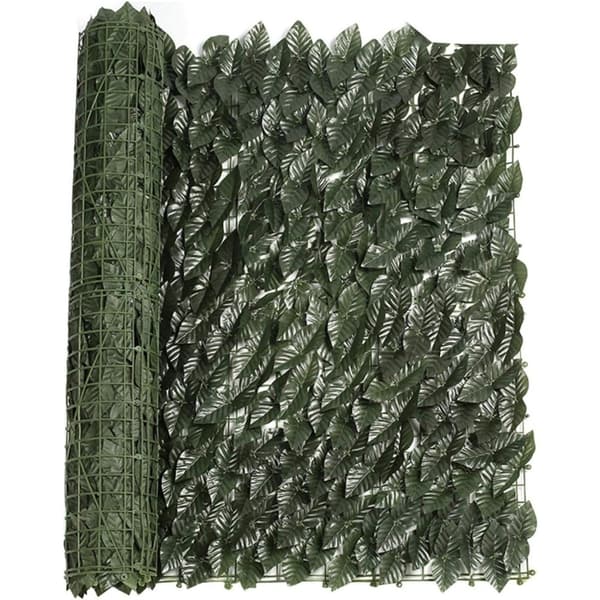 OBOSOE Green Plastic Plant Panel – Kunstigt plantehegn med vedbendblade til terrasse og indretning