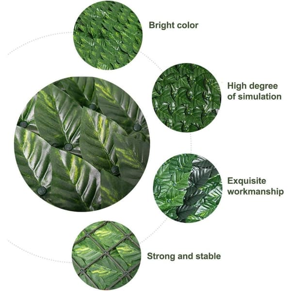 OBOSOE Green Plastic Plant Panel – Kunstigt plantehegn med vedbendblade til terrasse og indretning