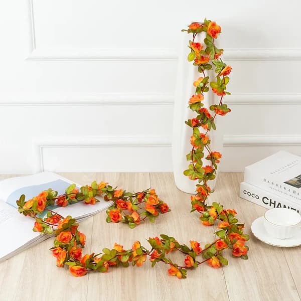Blomsterkrans, Storlek 2m, 45 Huvuden, Färgval,5pcs orange