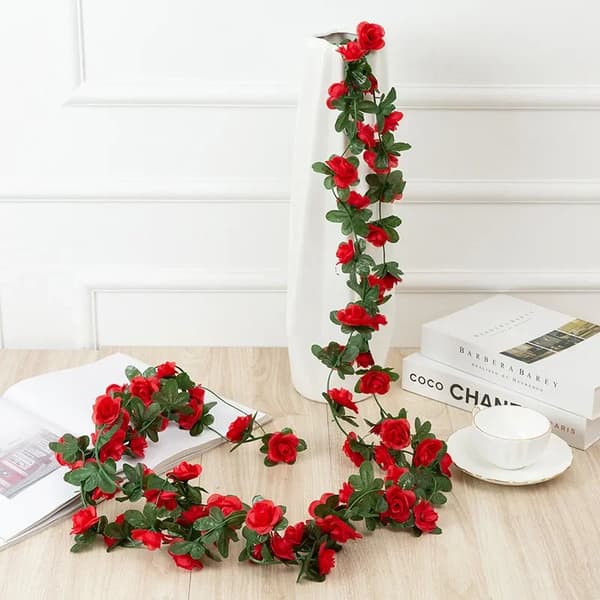Blomsterkrans, Storlek 2m, 45 Huvuden, Färgval,5st röd