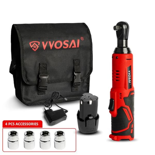 45NM 380rpm sladdlös elektrisk skiftnyckel kit med LED-arbetsljus och batteriindikator, 3/8 spärrnyckel, vinkelborrskruvmejsel