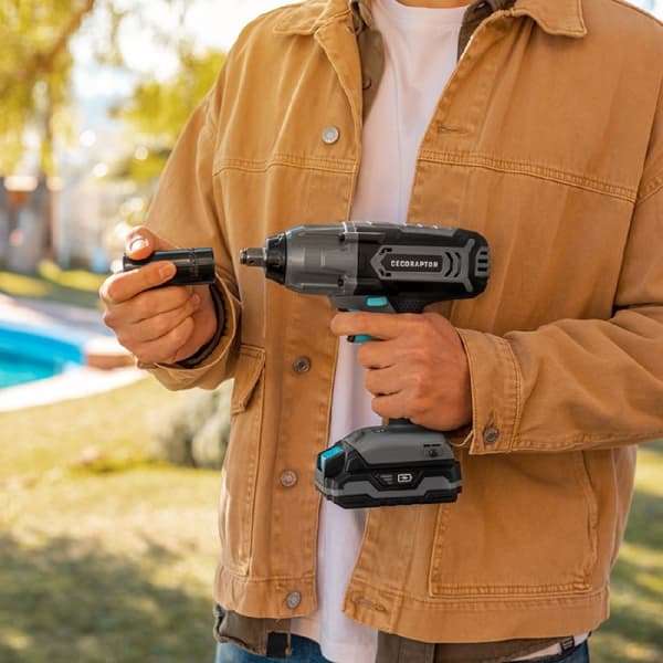 Cecotec 20 V and 2000 mAh impact wrench, 2300 rpm no-load speed, 3000 bpm impact ratio, 400 Nm maximum torque with 4 positions, work light and up to