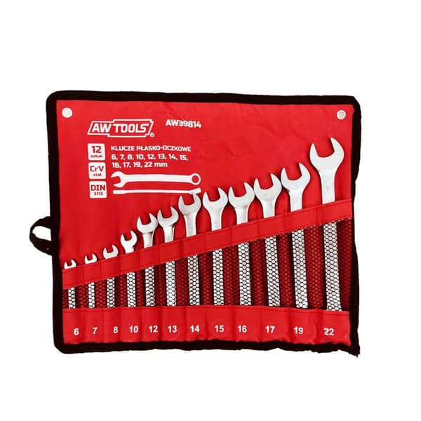 AWTOOLS NYCKELSET, PLAT ÖGEL, 12 st. /6mm-22mm 6,7,8,10,12,13,14,15,16,17,19,22