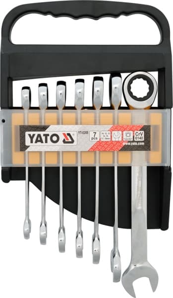 YATO KOMBINATIONSNYCKEL MED SPÄRRSET 7 delar 10-19mm 0208