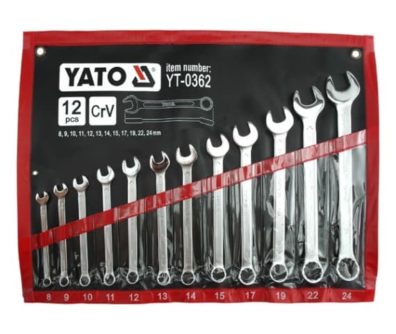 YATO SATINPLATEREDE KOMBINATIONSNØGLER 12 stk. 8-24 mm CASE 0362