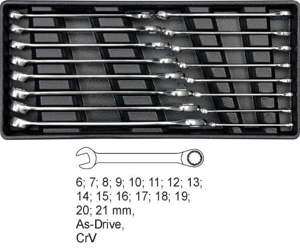 YATO SKUFFEINDSATS KOMBINATIONSNØGLER 16 stk. 6-21 mm 5531