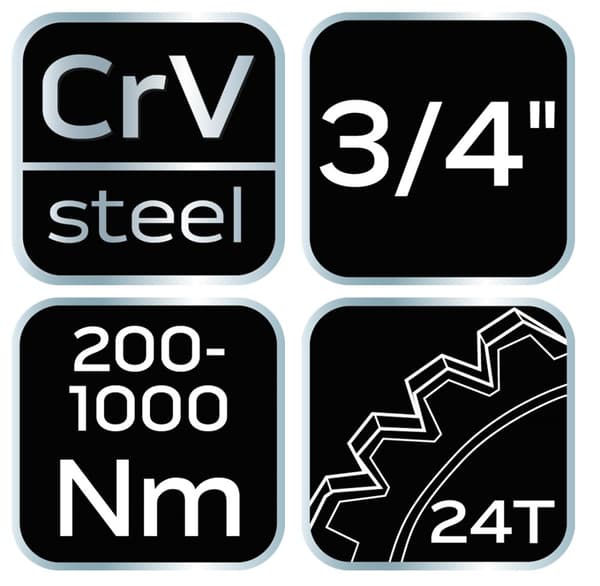 3/4" momenttiavain, 200-1000 NM