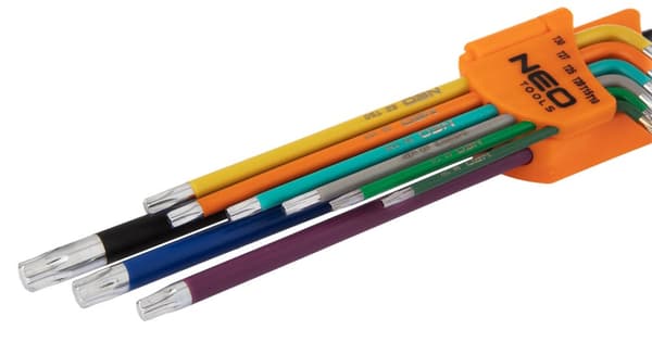 Torx T10-50 nøgler, sæt med 9, farvede