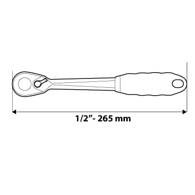 Lige skralde 1/2", 265 mm, 45T