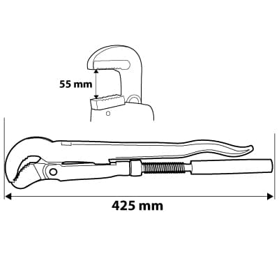 Putkiavaimen tyyppi "90", 1,5", 425 mm
