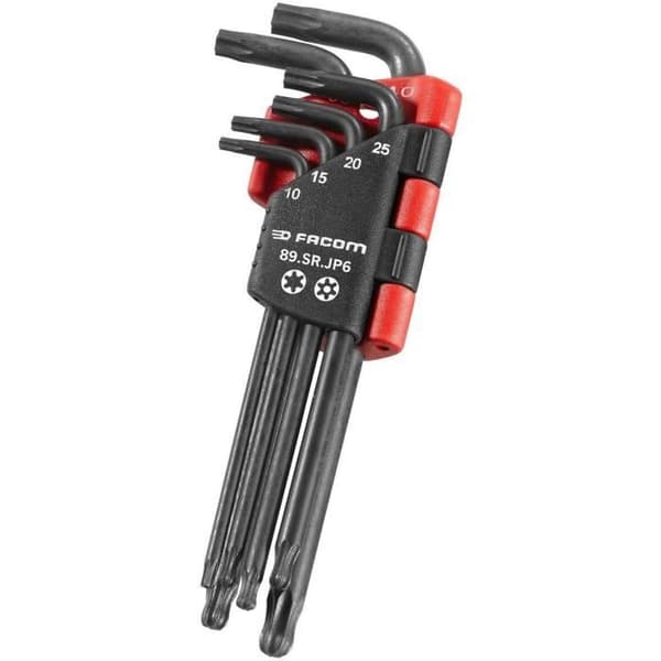 Set med 6 insexnycklar - FACOM - 89SR.JP6PB - Lång - med resistorx sfäriskt huvud