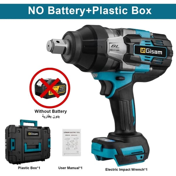 Børsteløs elektrisk slagværktøj, 3100NM moment, kompatibel med 18V Makita batteri,Ingen batteri Ingen stik
