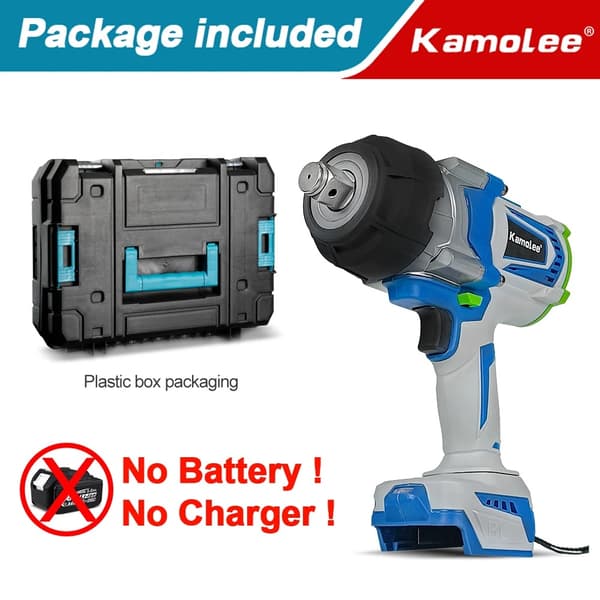 Kamolee Trådløs Slagnøgle, Maksimal Moment 4100N.m, Børsteløs Motor,Ingen batterikarton, EU