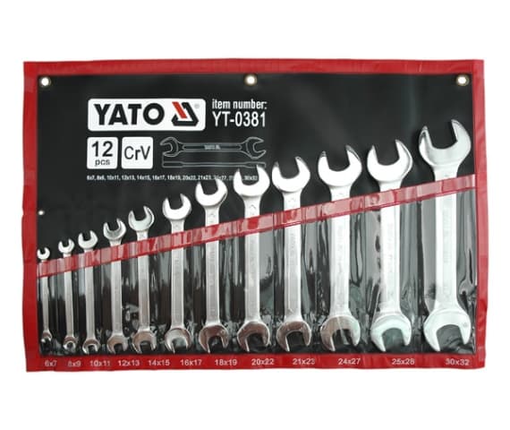 YATO SATINBEKLÆDEDE ÅBNE NØGLER 12 stk. 6-32 mm. SAG 0381