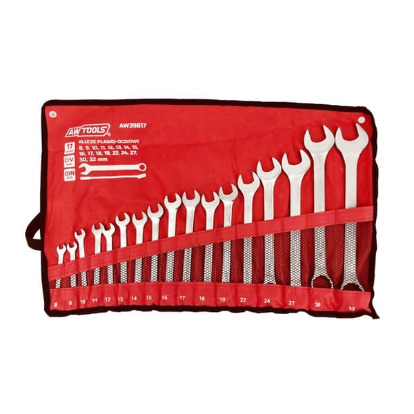 AWTOOLS NYCKELSET, PLAT ÖGEL, 17 st. /8mm-32mm