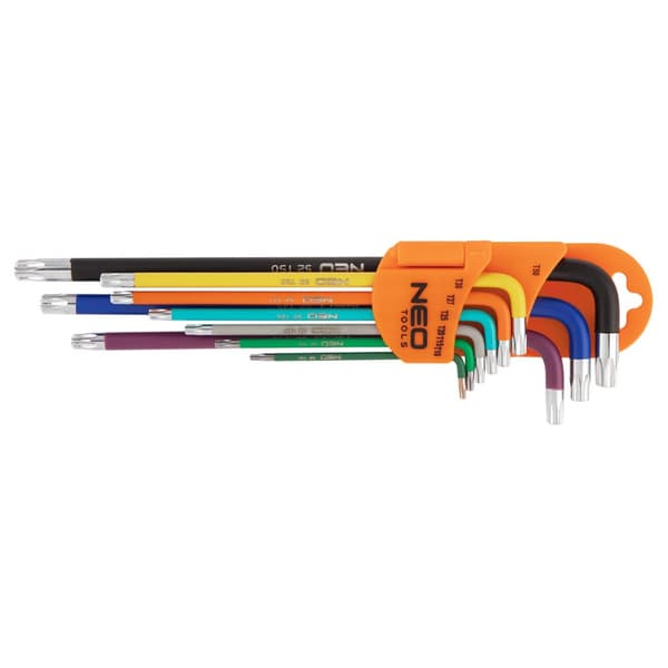 Torx T10-50 nøgler, sæt med 9, farvede
