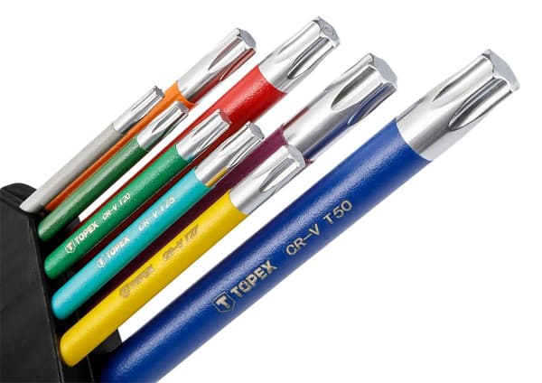 Torx-nycklar, färgade, set med 9 st