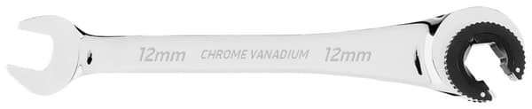 Gaffelnøgle, delt med skralde, 12 mm