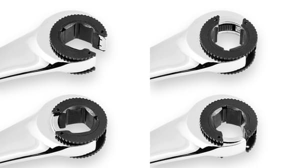 Gaffelnøgle, delt med skralde, 13 mm