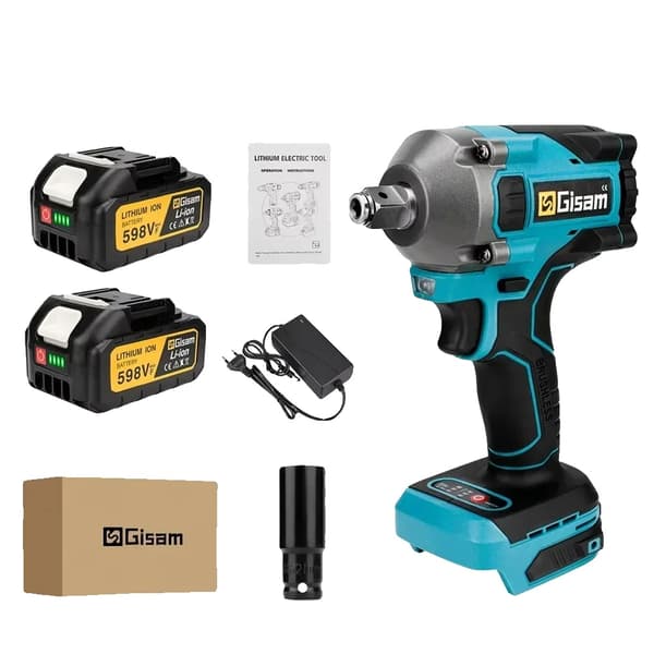 Elektrisk Slagskruvdragare, Max. vridmoment 1000N.m, tomgångshastighet 6000rpm,2 batteriset