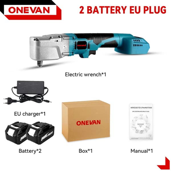 Elektrisk Rattnyckel, 1000N.M Moment, 0-4800 varv/min Hastighet,2 Batteri EU Kontakt