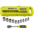 Miniatyrbild 5 av 6: RYOBI - Set med 1 90-tandad nyckel (4° återhämtningsvinkel) och 10 3/8'' hylsor (från 8 till 17 mm) - Kompatibel med Ryobi LINK - RHRS11PC