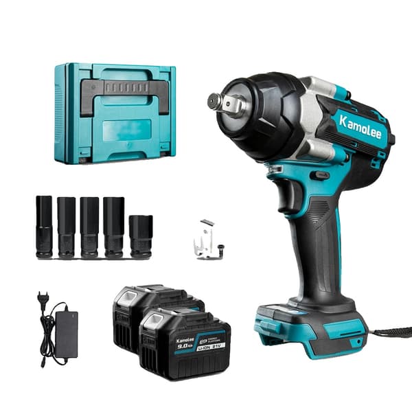 Elektrisk Slagnyckel, 1800 N.m Vridmoment, 7200 rpm Hastighet,2x9.0Ah Bat Plast, EU