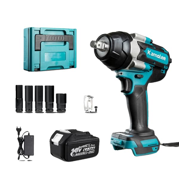 Elektrisk Slagnyckel, 1800 N.m Vridmoment, 7200 rpm Hastighet,EU, 1x6.0Ah Batteri Plast
