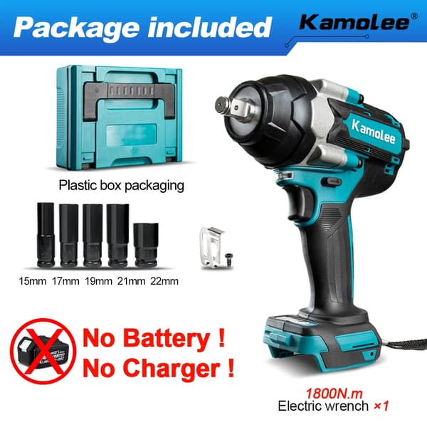 Elektrisk Slagnyckel, 1800 N.m Vridmoment, 7200 rpm Hastighet,Ingen Bat Plast B, EU