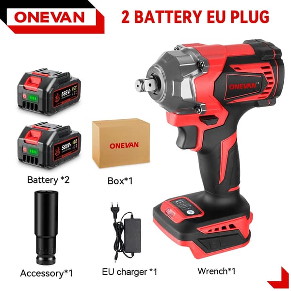 Sähköinen momenttiavain, 1200 Nm vääntömomentti, langaton iskuporakone,2 Akut EU Plug