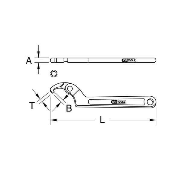 Koukkuavain 114-158mm, KS Tools