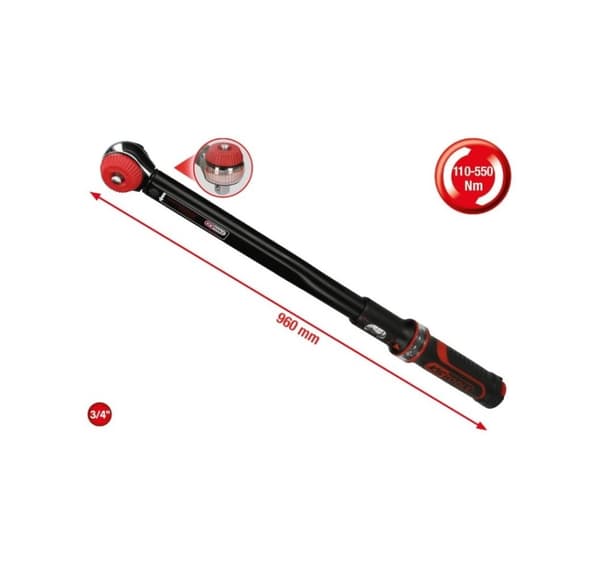 Momentnøgle ERGOTORQUE præcision 3/4´´, 110-550Nm, KS Tools