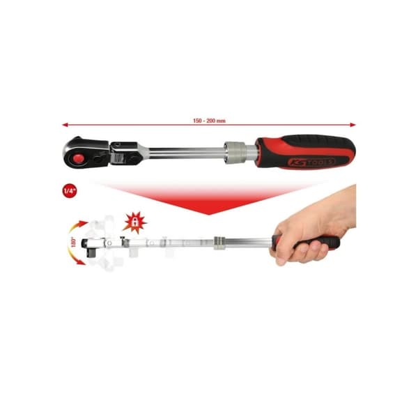 Kaksisuuntainen teleskooppiistukka 1/4´´ 72 hammasta Slimpower, KS Tools