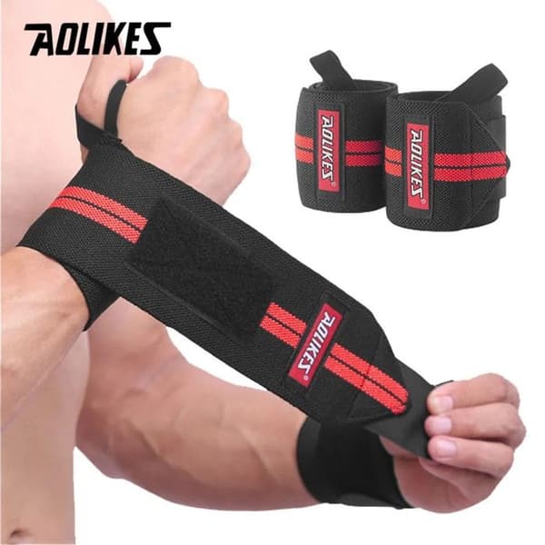 AOLIKES-Handstödsremmar, 1 par, för viktlifting, gymnastik, Crossfit, styrkelyft - Typ B - Röd
