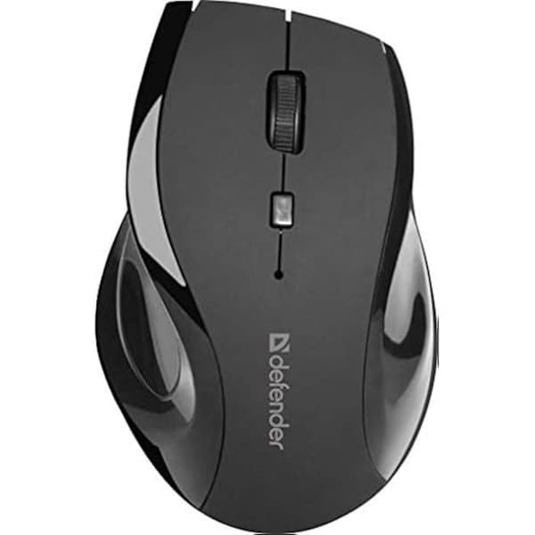 Trådlös optisk mus - DEFENDER - Modell 6D - 800/1200/1600 dpi - Ergonomisk - Hållbart gummi Svart