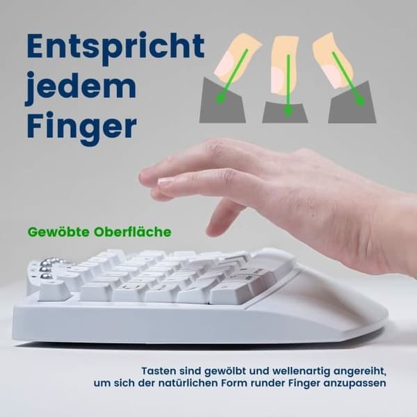 USB-tangentbord - PERIXX - Periboard-512 - QWERTZ Tyska - Ergonomisk - Vit