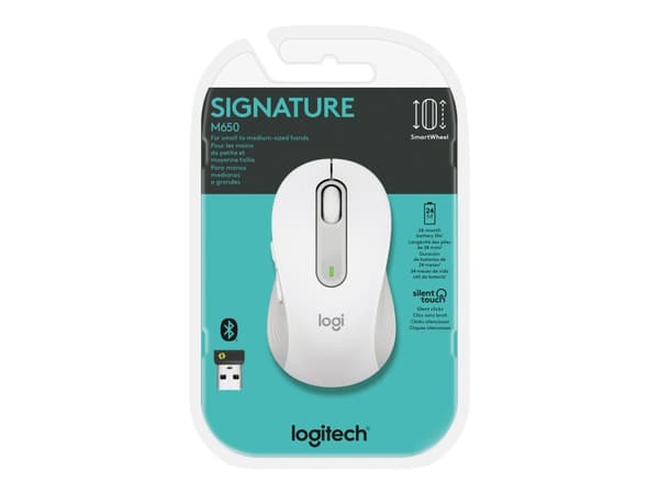 Logitech Signature M650 Optisk Trådlös Datormus – Vit
