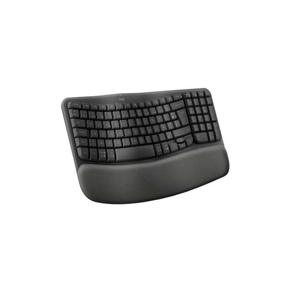 Logitech Wave Keys tangentbord ergonomiskt trådlöst, vadderat handledsstöd, naturlig och bekväm skrivupplevelse, Easy Switch grafit