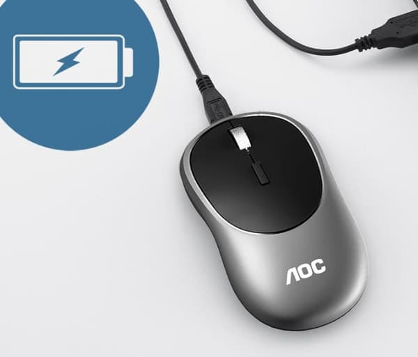 AOC 2.4G trådlös mus MS720 uppladdningsbart ljuddämpande USB-kontor hem bärbart litiumbatteri