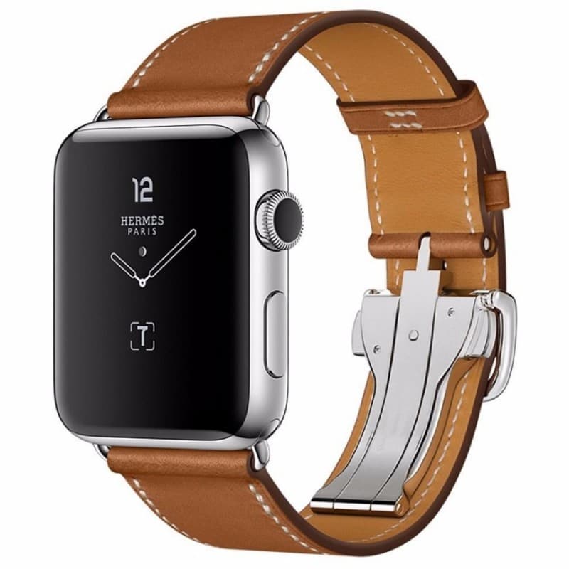 Apple Watch 38mm Läder Armband med Fjärilsspänne