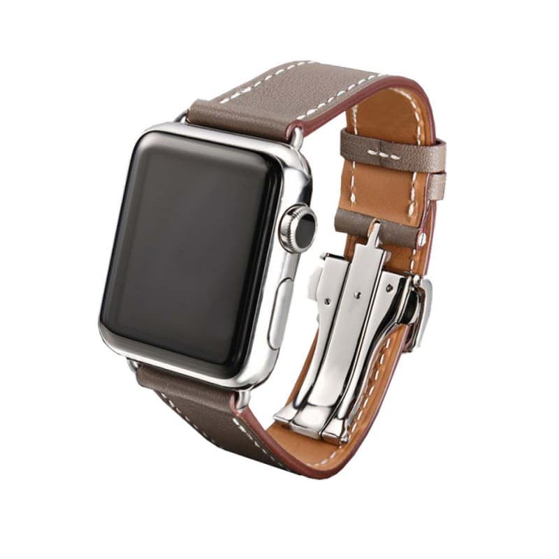 Apple Watch 38mm Läder Armband med Fjärilsspänne