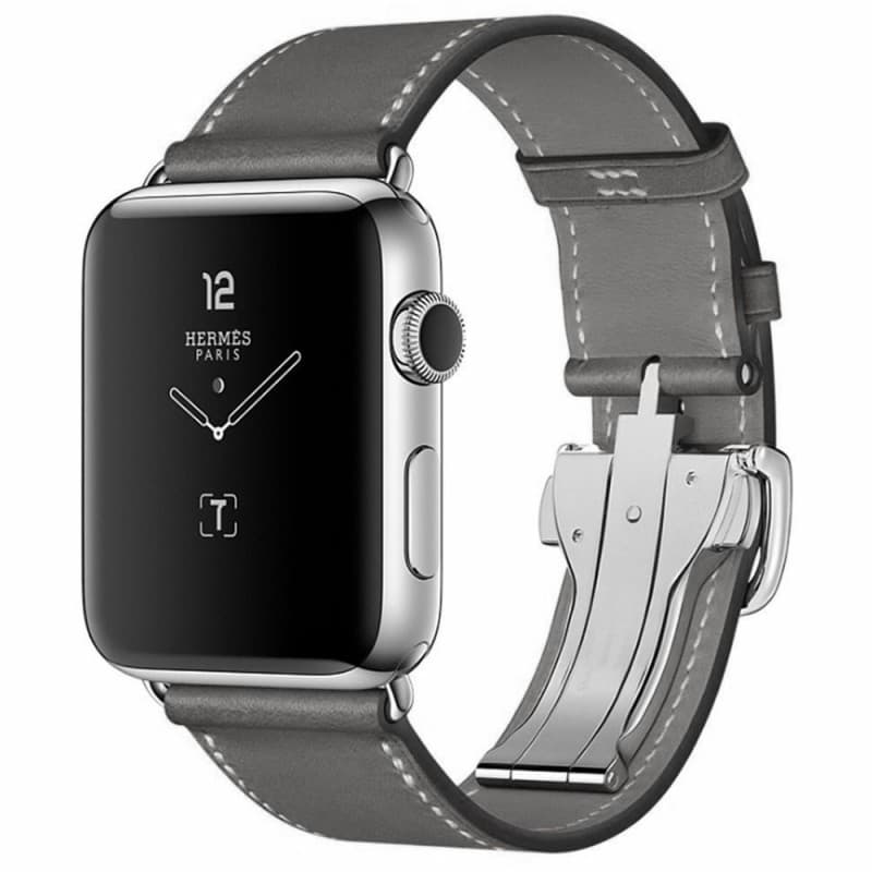 Apple Watch 38mm Läder Armband med Fjärilsspänne