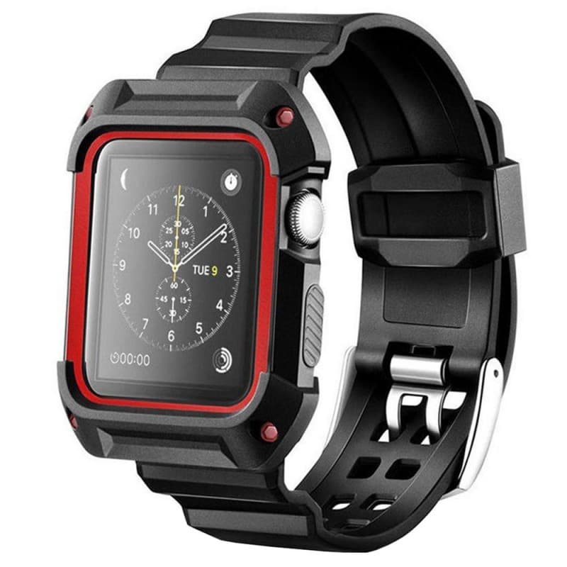 Apple Watch 42mm Armor Case med Armband - Svart/Röd